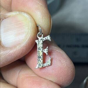 Initial E Pendant – Sterling Silver Rhinestone Accents